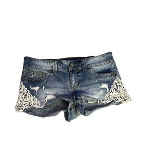 Harley Davidson women’s lace mini daisy duke style denim shorts size 6